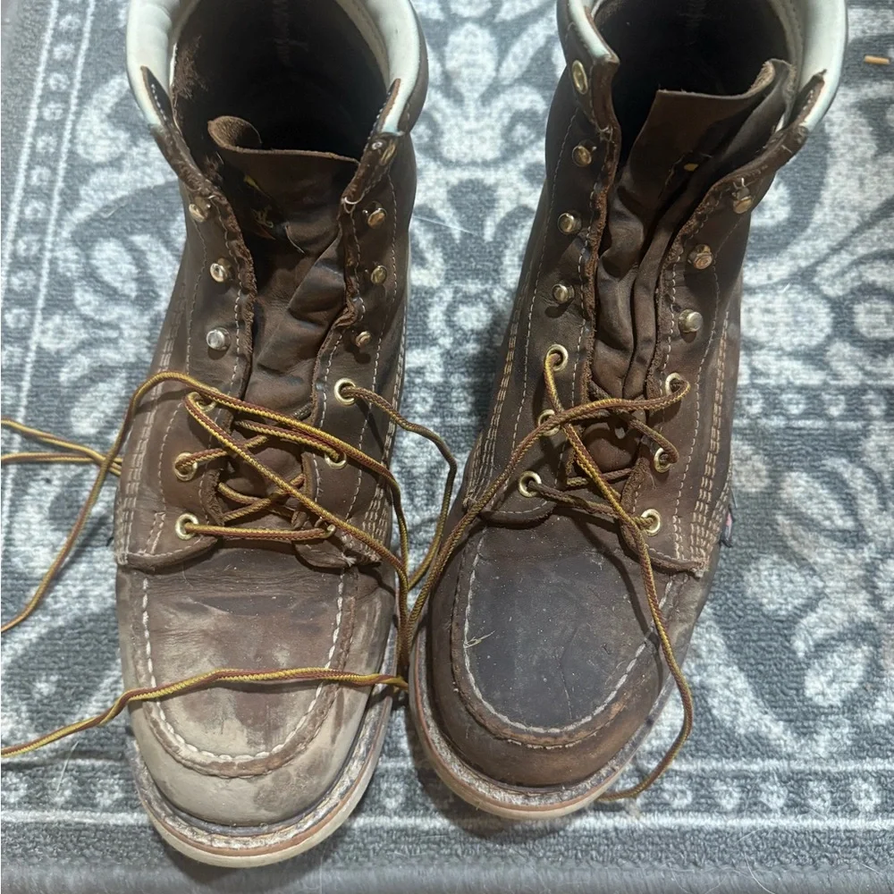 Men's Brown Lace-Up Moc Toe Work Boots